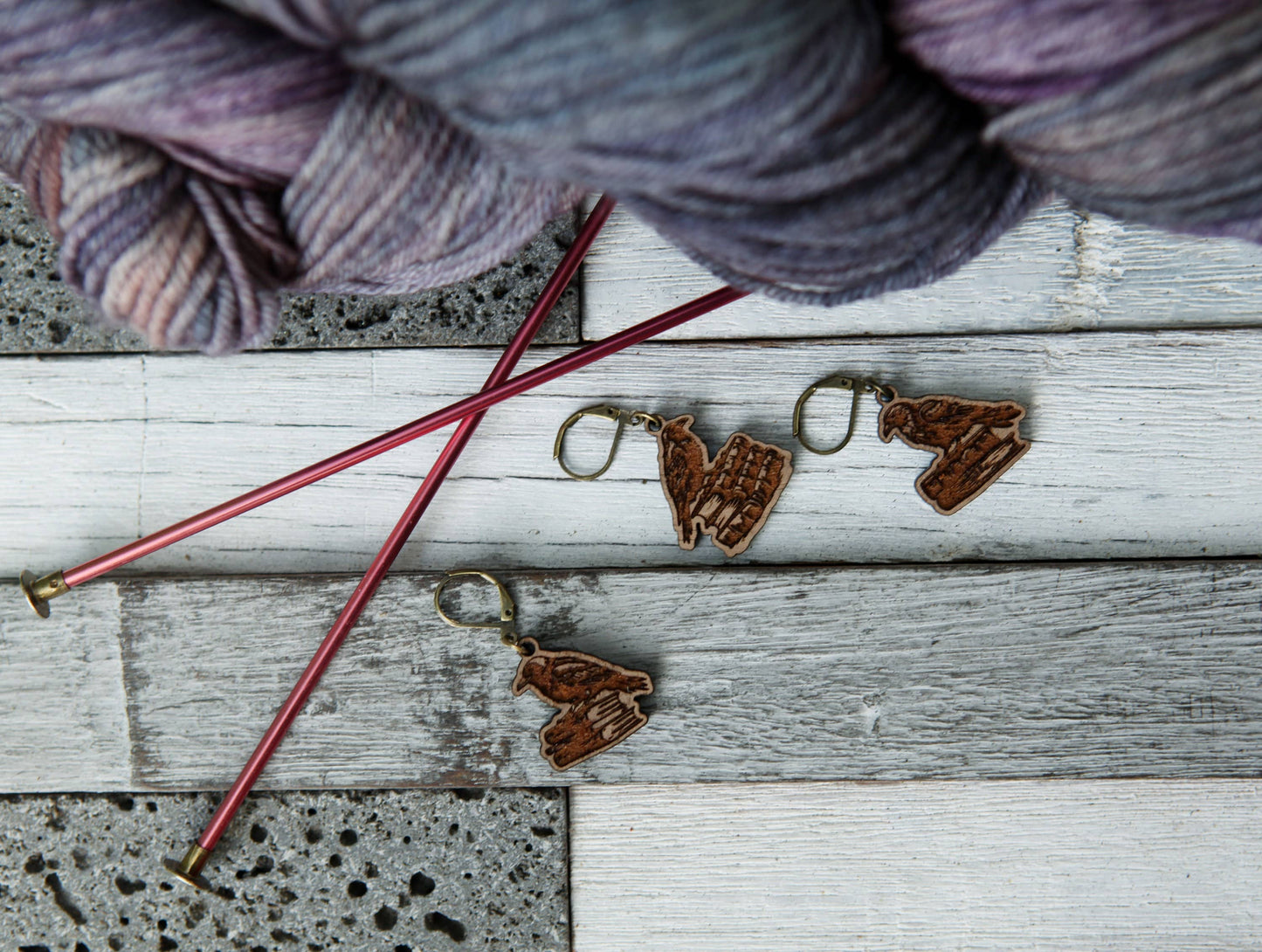 Ravens on Books Knitting Progress Keepers Set of 3