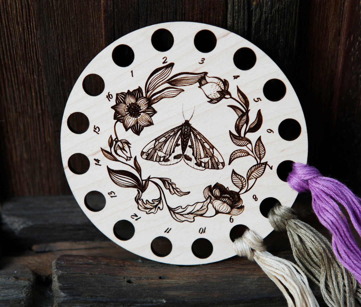 Maple Wood Embroidery Floss Thread Storage Holder