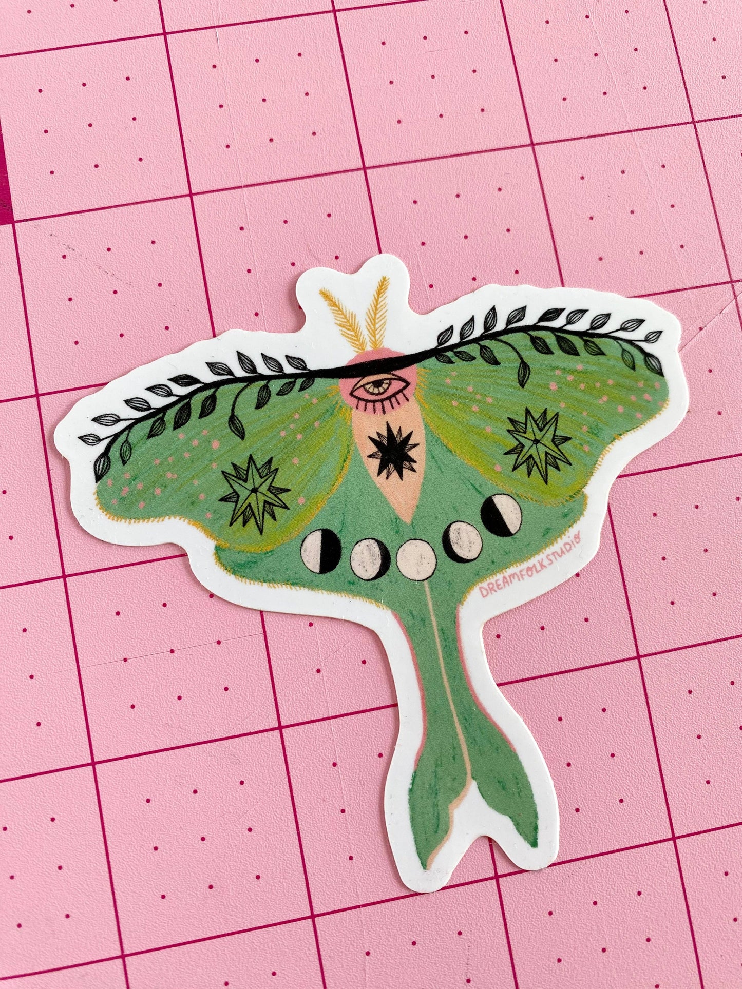 Luna Moth Sticker - Moon Phases/Nature/Witchy Sticker