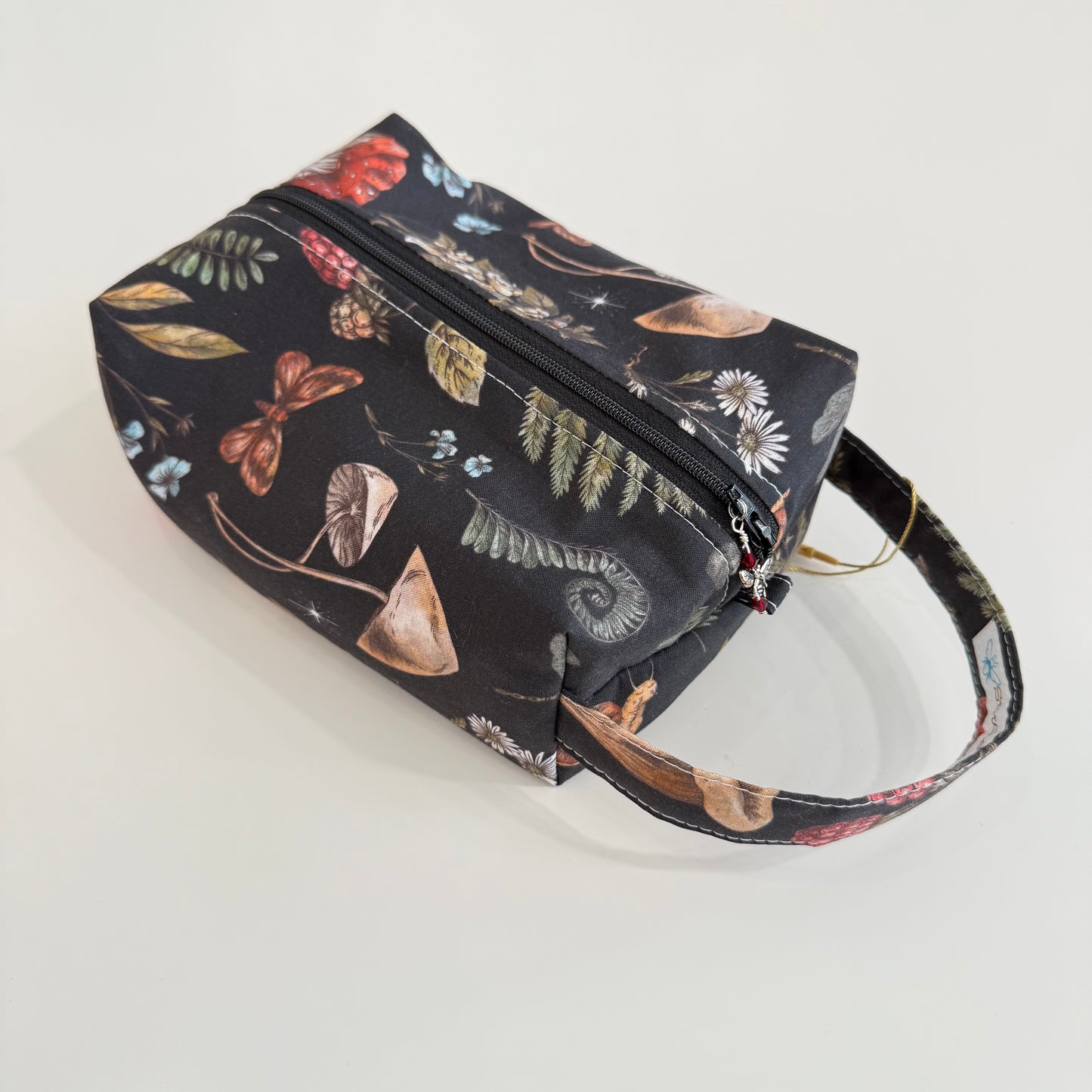 Exclusive Mushrooms on Black Project Bags by Stitched by JessaLu
