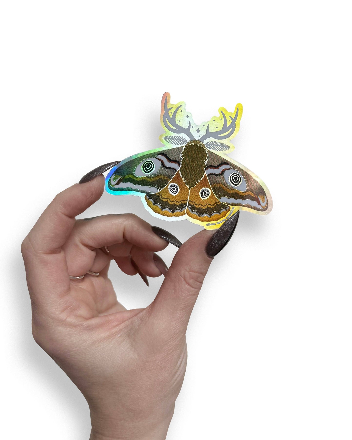 Emperor Moth Holo Sticker | antlers | nature | holographic