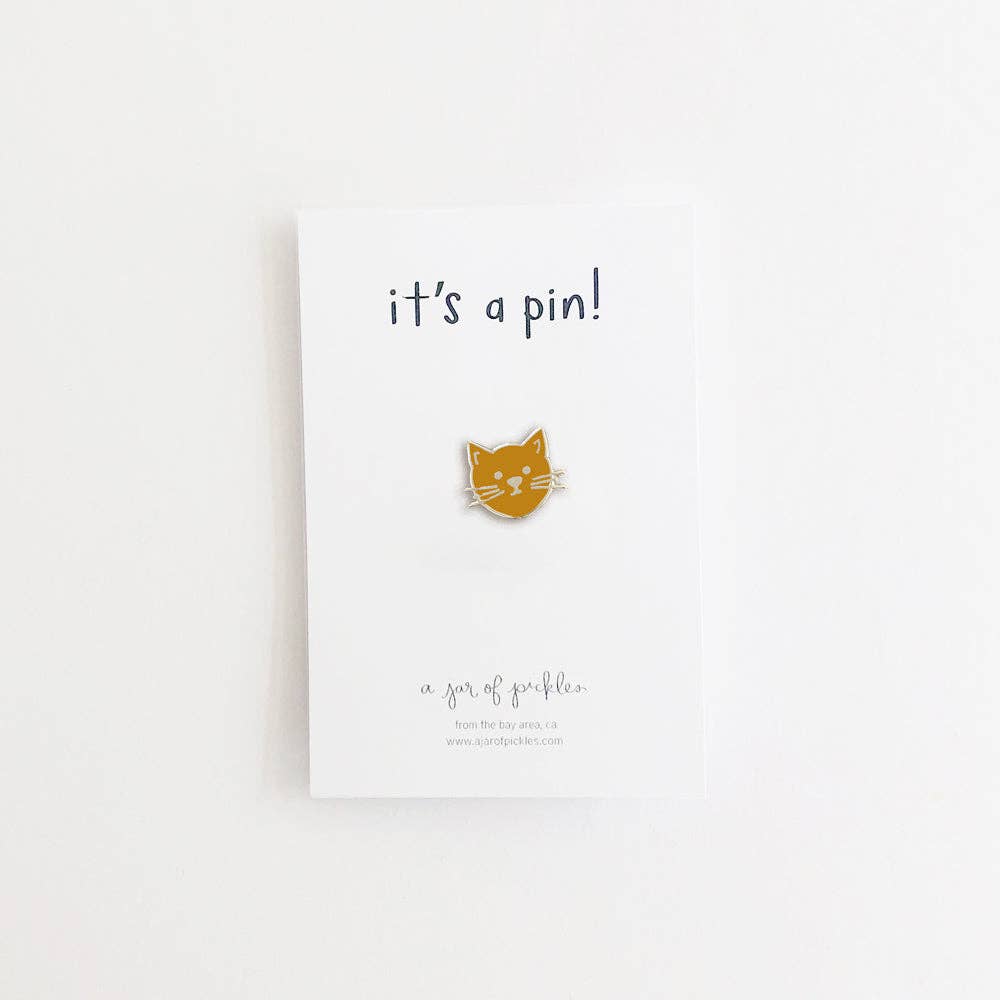 Gold Enamel Cat Lapel Pin: Black