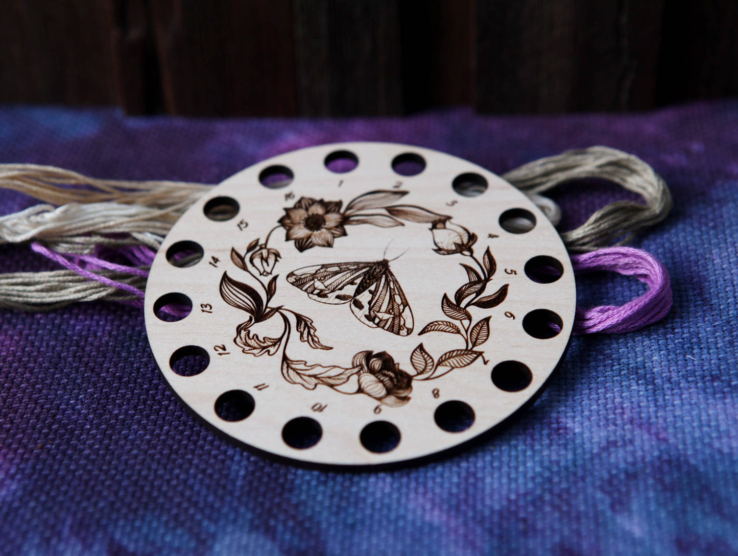 Maple Wood Embroidery Floss Thread Storage Holder