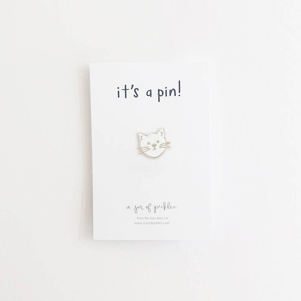 Gold Enamel Cat Lapel Pin: Black