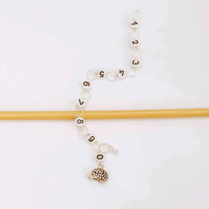 Silver Hedgehog Knitting or Crochet Chain Row Counter