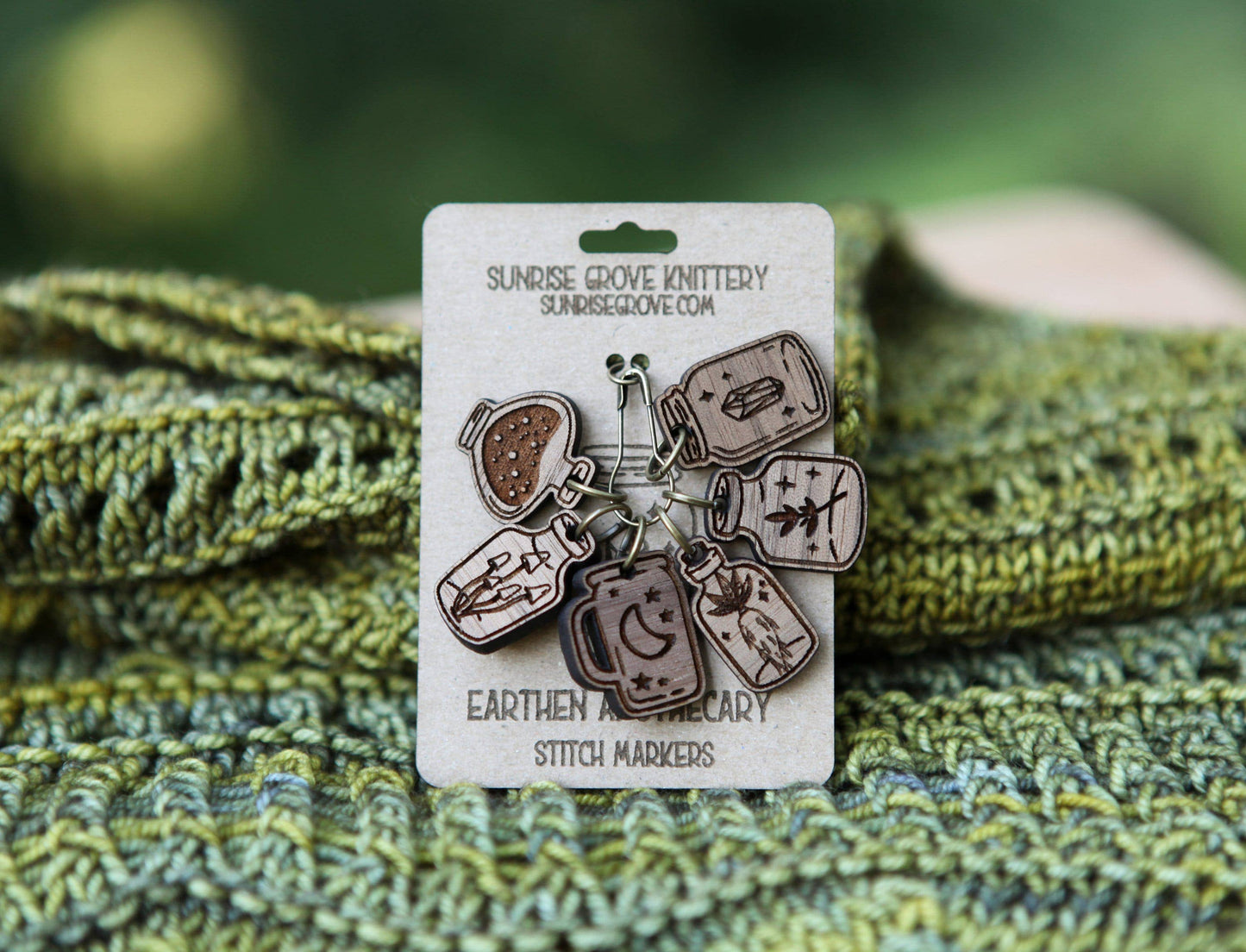 Apothecary Knitting Stitch Markers Walnut Set of 6