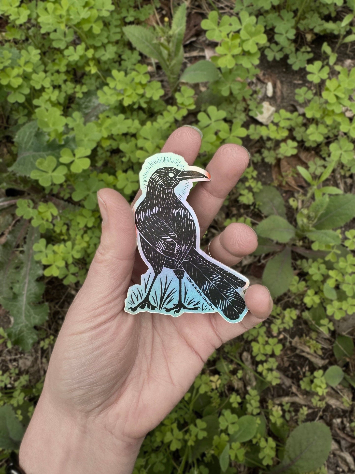 Blackbird Holo Sticker | grackle | birds | witchy | crow