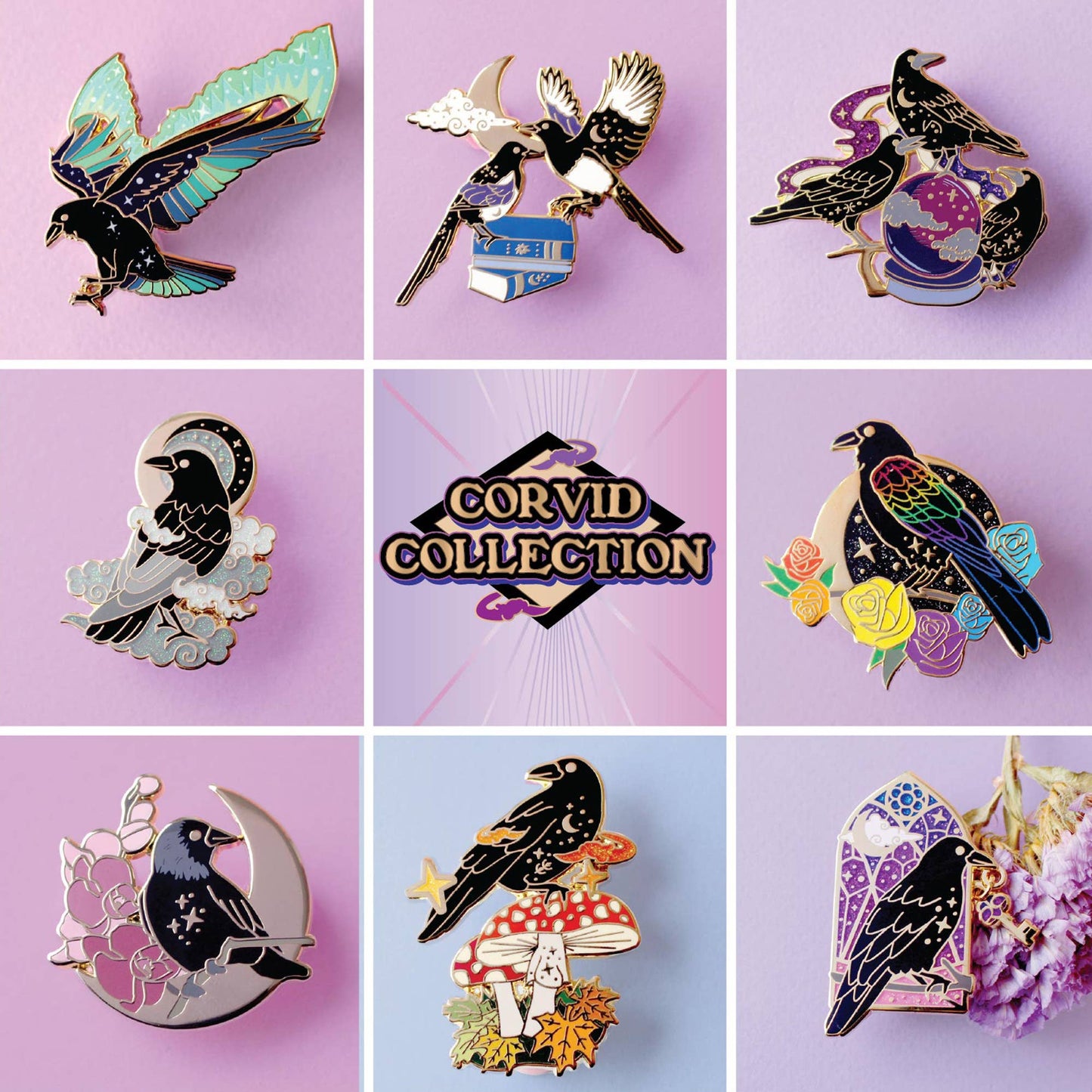 Northern Lights Raven Enamel Pin