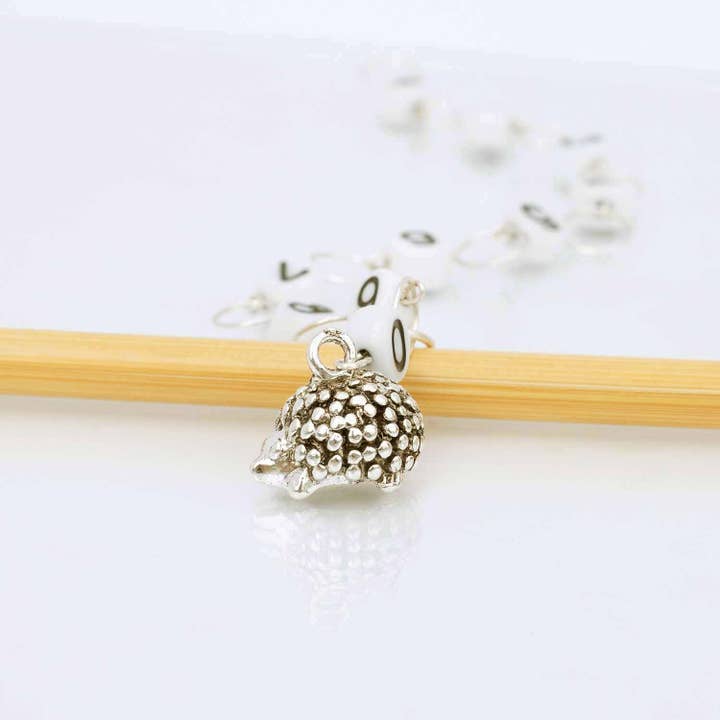 Silver Hedgehog Knitting or Crochet Chain Row Counter