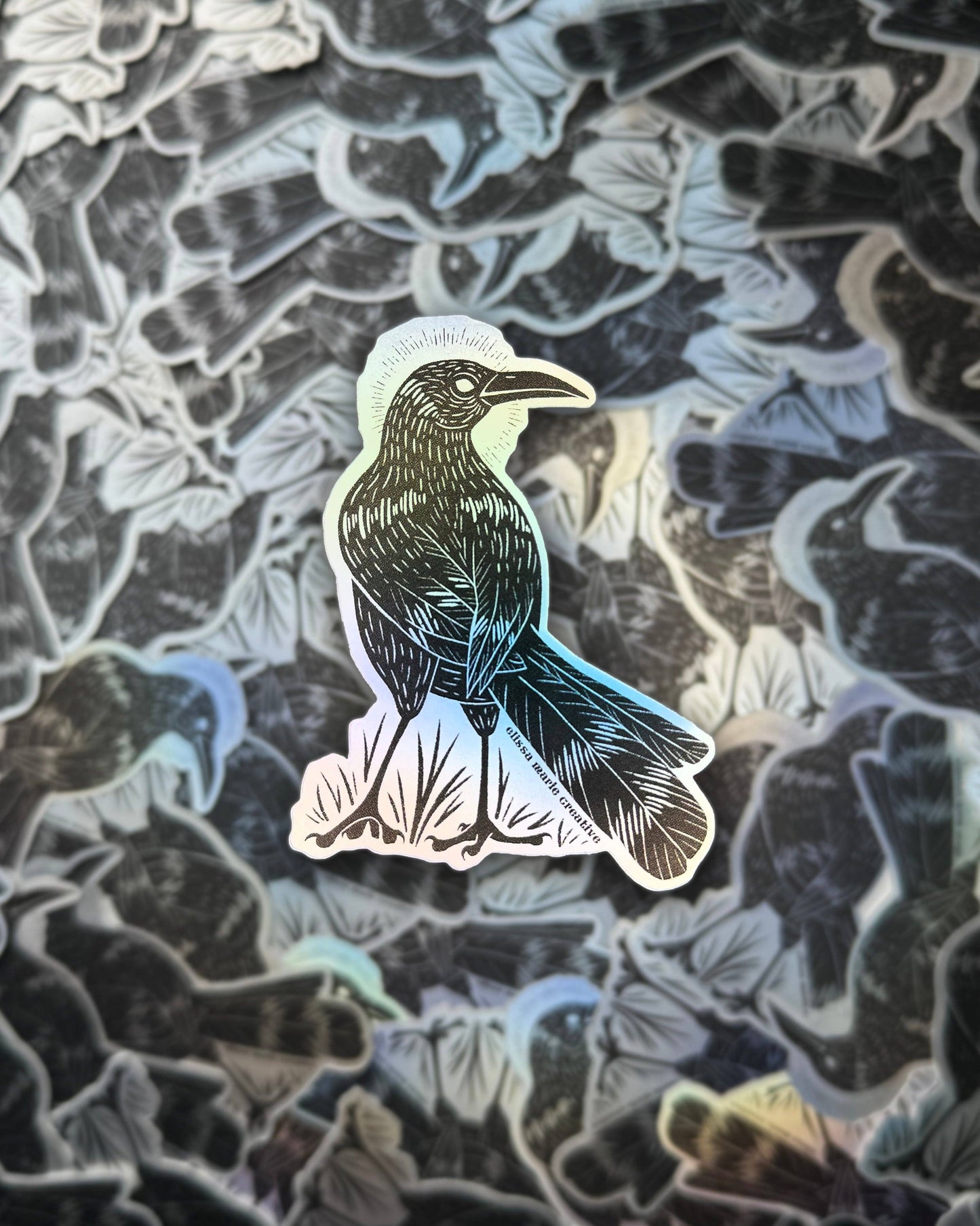 Blackbird Holo Sticker | grackle | birds | witchy | crow