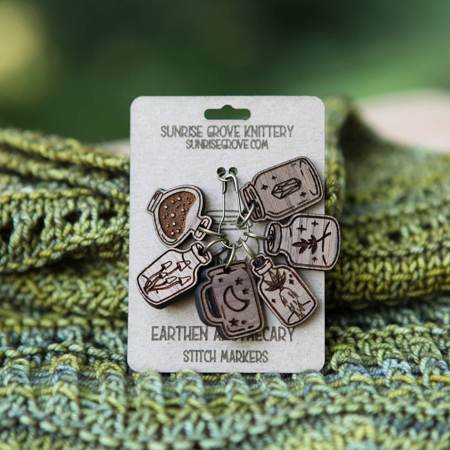 Apothecary Knitting Stitch Markers Walnut Set of 6