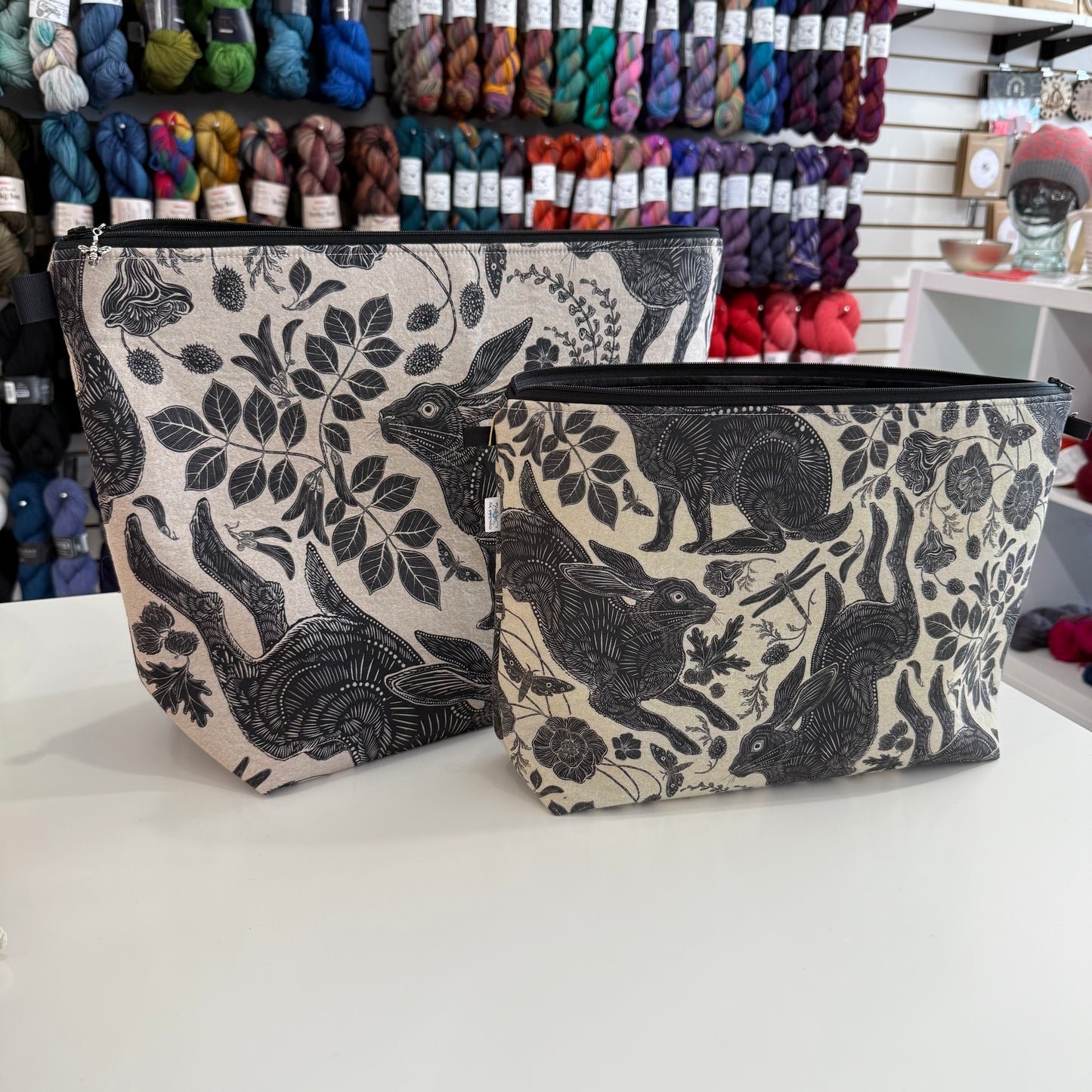 Exclusive Rabbits on Linen Project Bags by Stitched by JessaLu