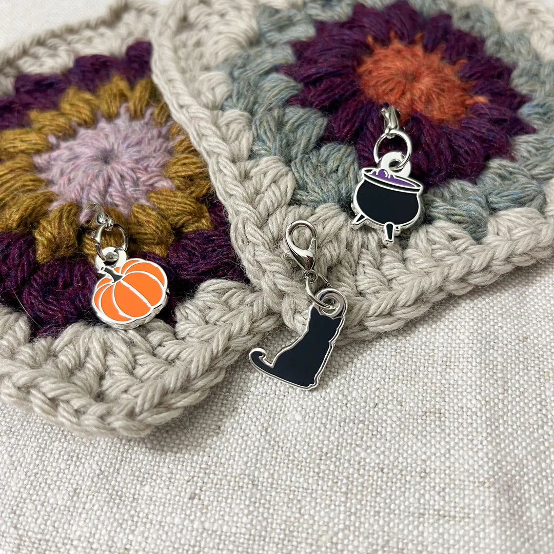 Halloween Pumpkin Charm / Progress Keeper / Stitch Marker - Silver or Rose Gold
