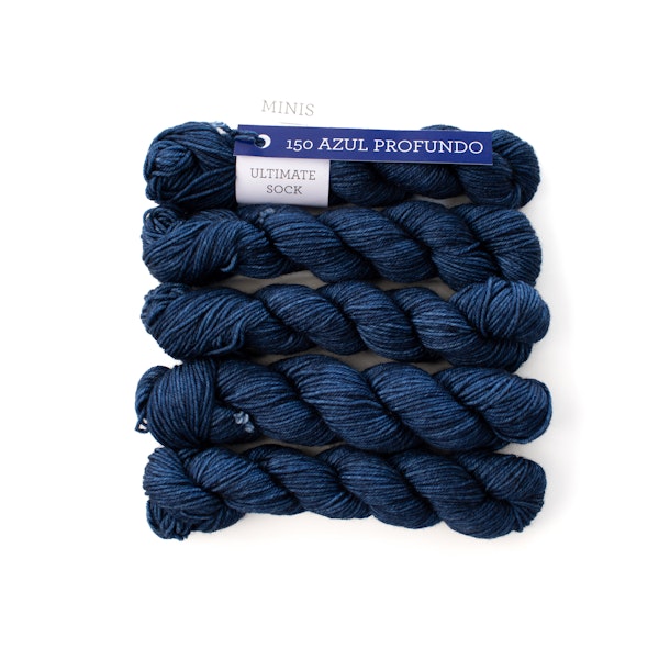 Malabrigo Ultimate Sock Mini Skeins in Azul Profundo - Kettle Dyed Blue Yarn