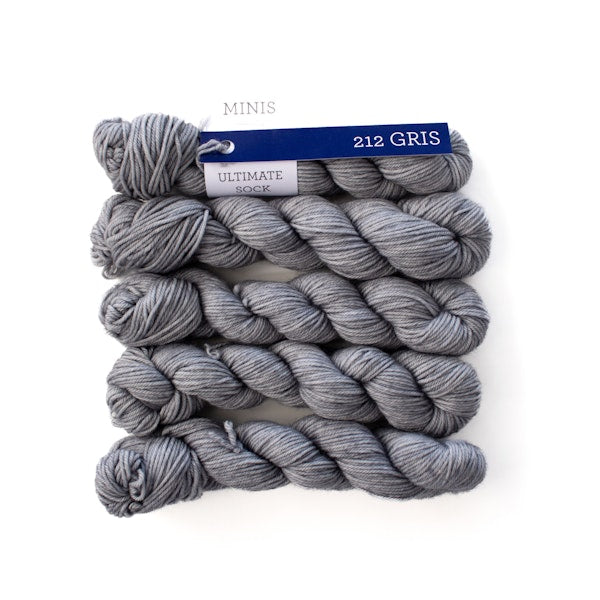 Malabrigo Ultimate Sock Mini Skein in Gris - Medium Gray Kettle Dyed Sock Yarn
