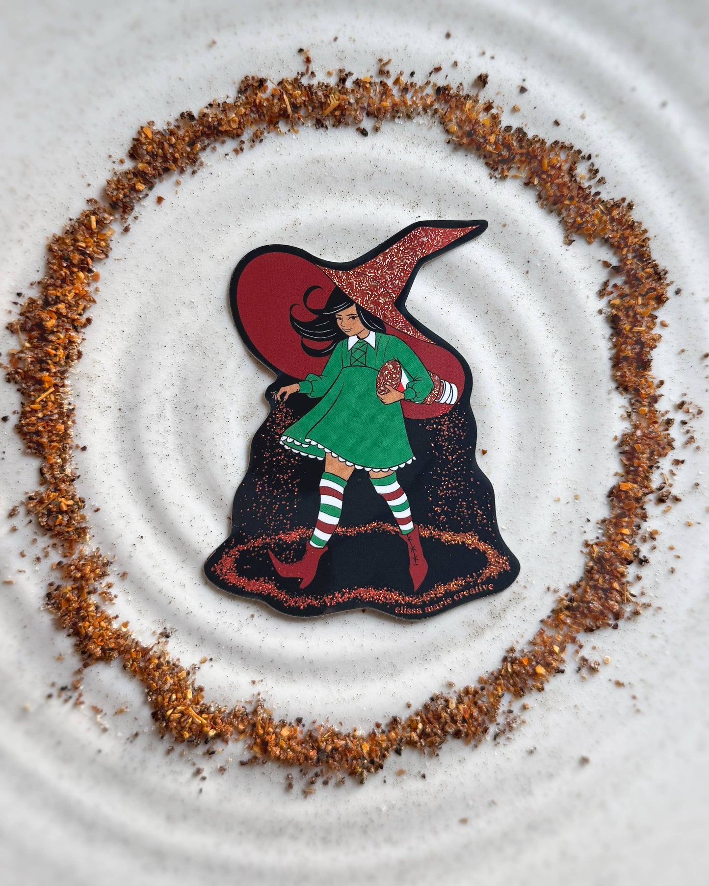 Spicy Bruja Glitter Sticker | tajin witch | circle of salt