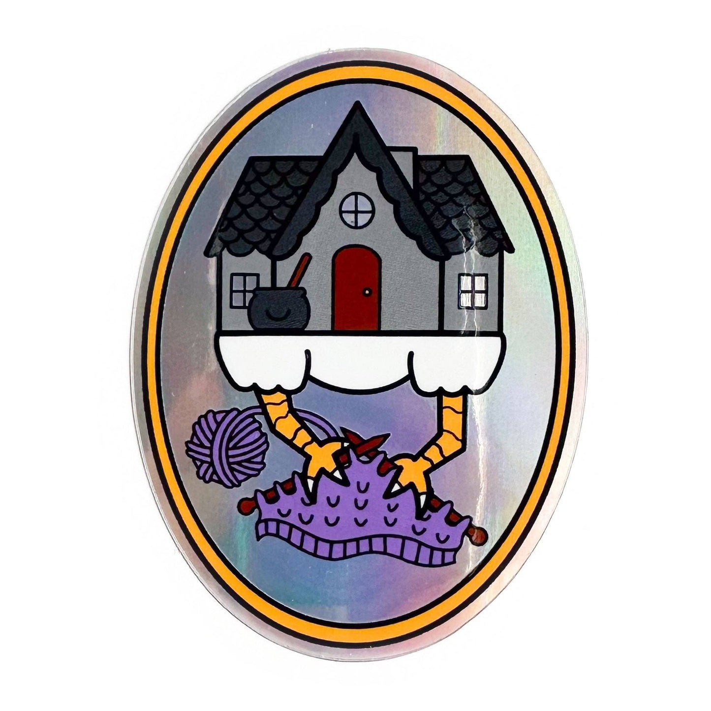 Baba Yaga Knitting Holographic Sticker