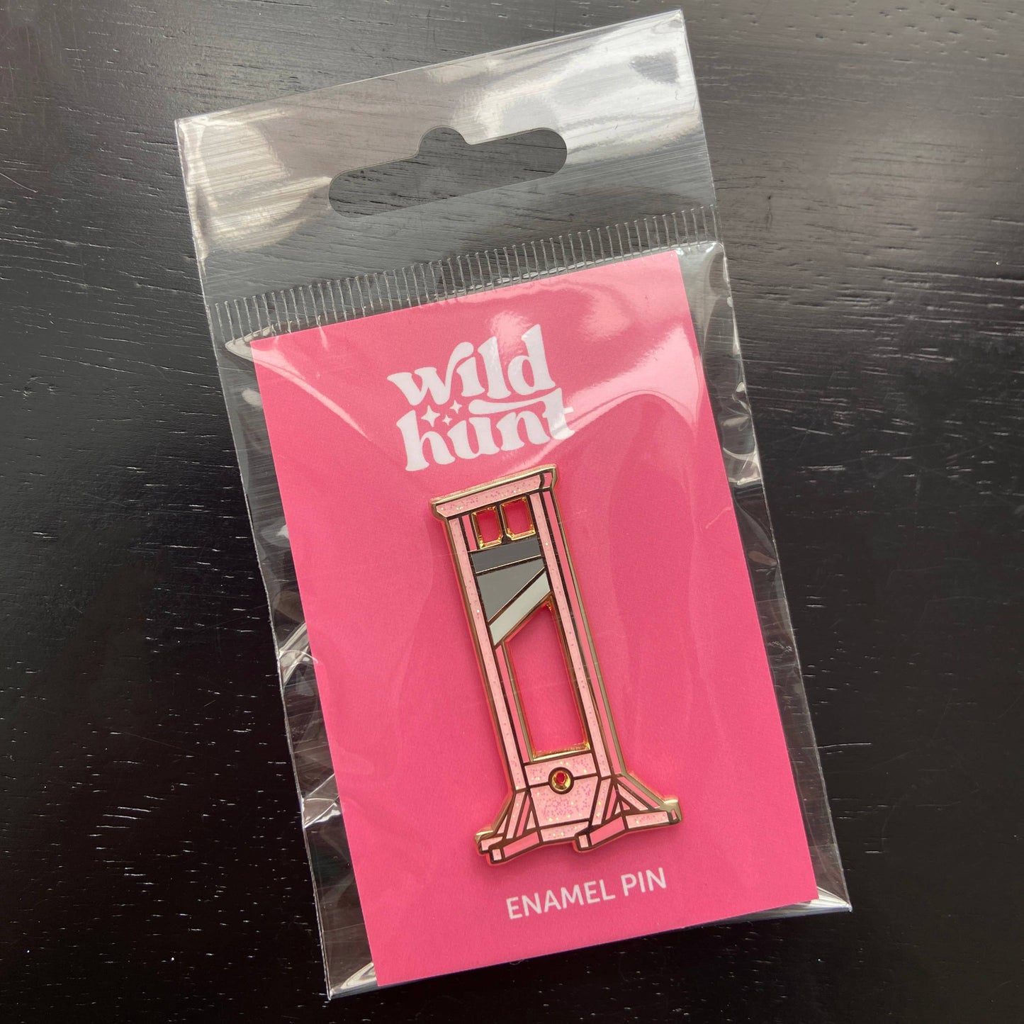 Pink Glitter Guillotine Enamel Pin