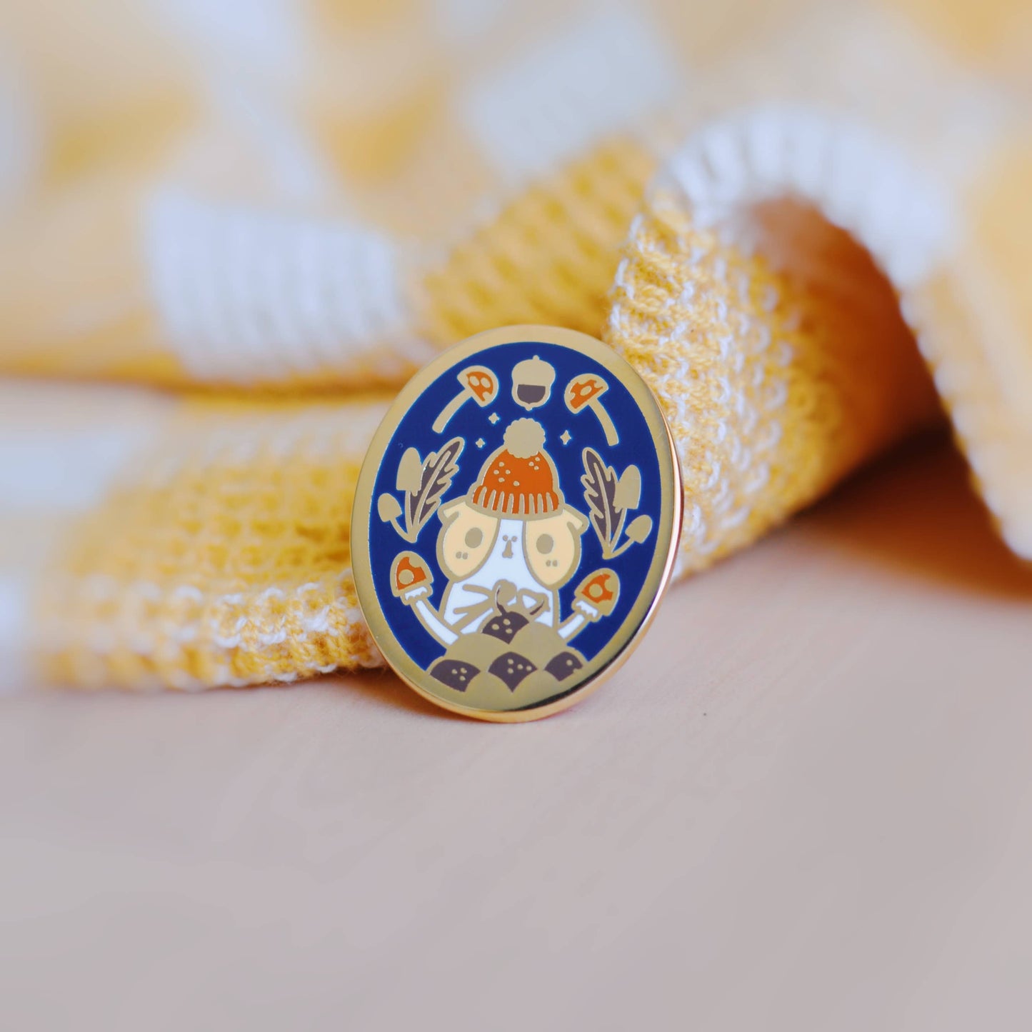 Crocheting Bubu Enamel pin, Fall Theme, Limited Edition