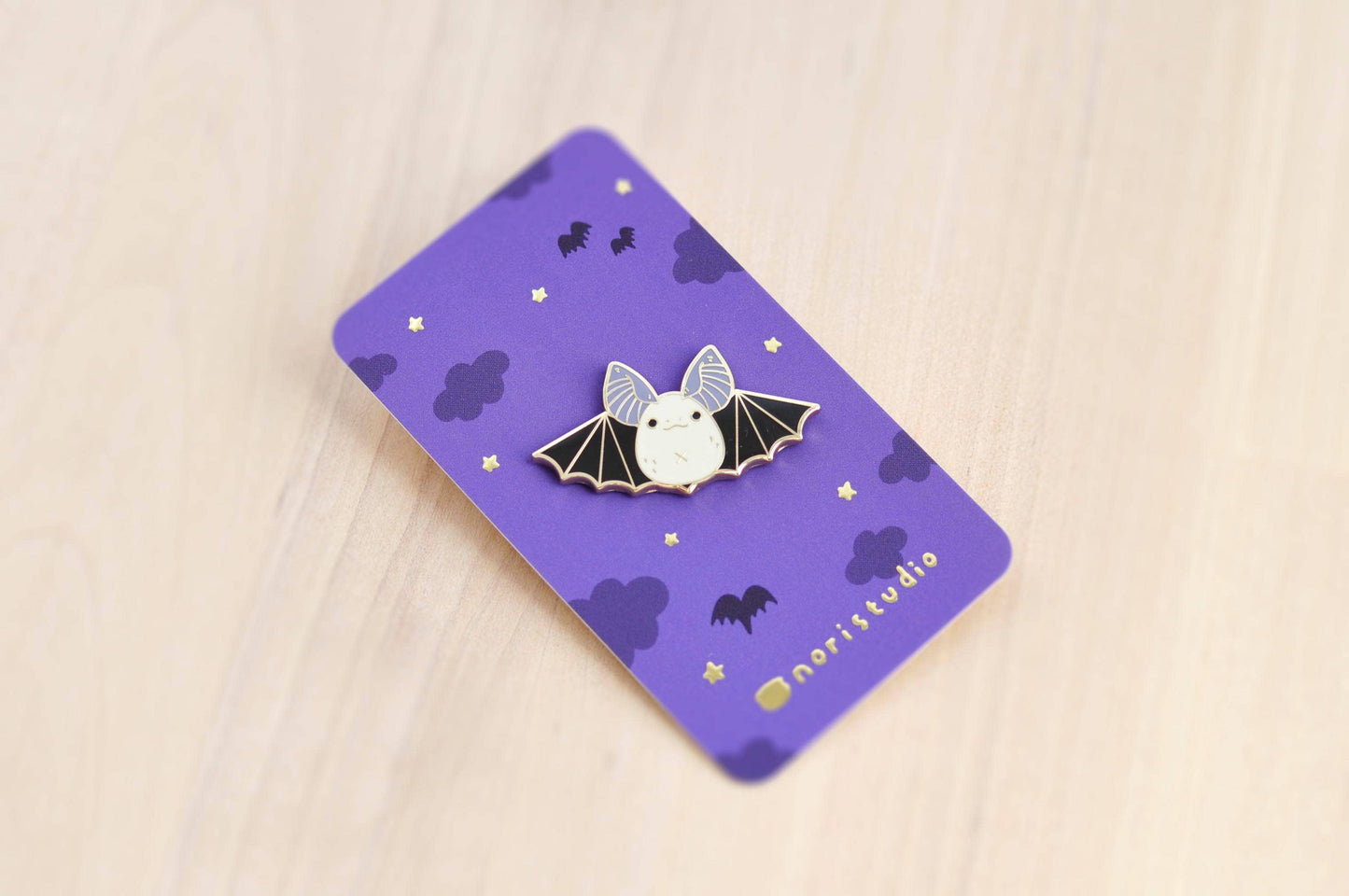 18K Gold Plated Townsend's Big - Eared Bat Enamel Pin