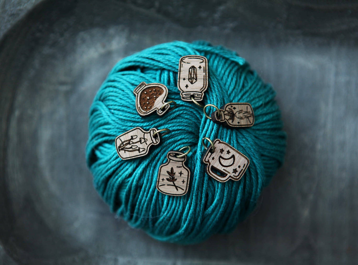 Apothecary Knitting Stitch Markers Walnut Set of 6