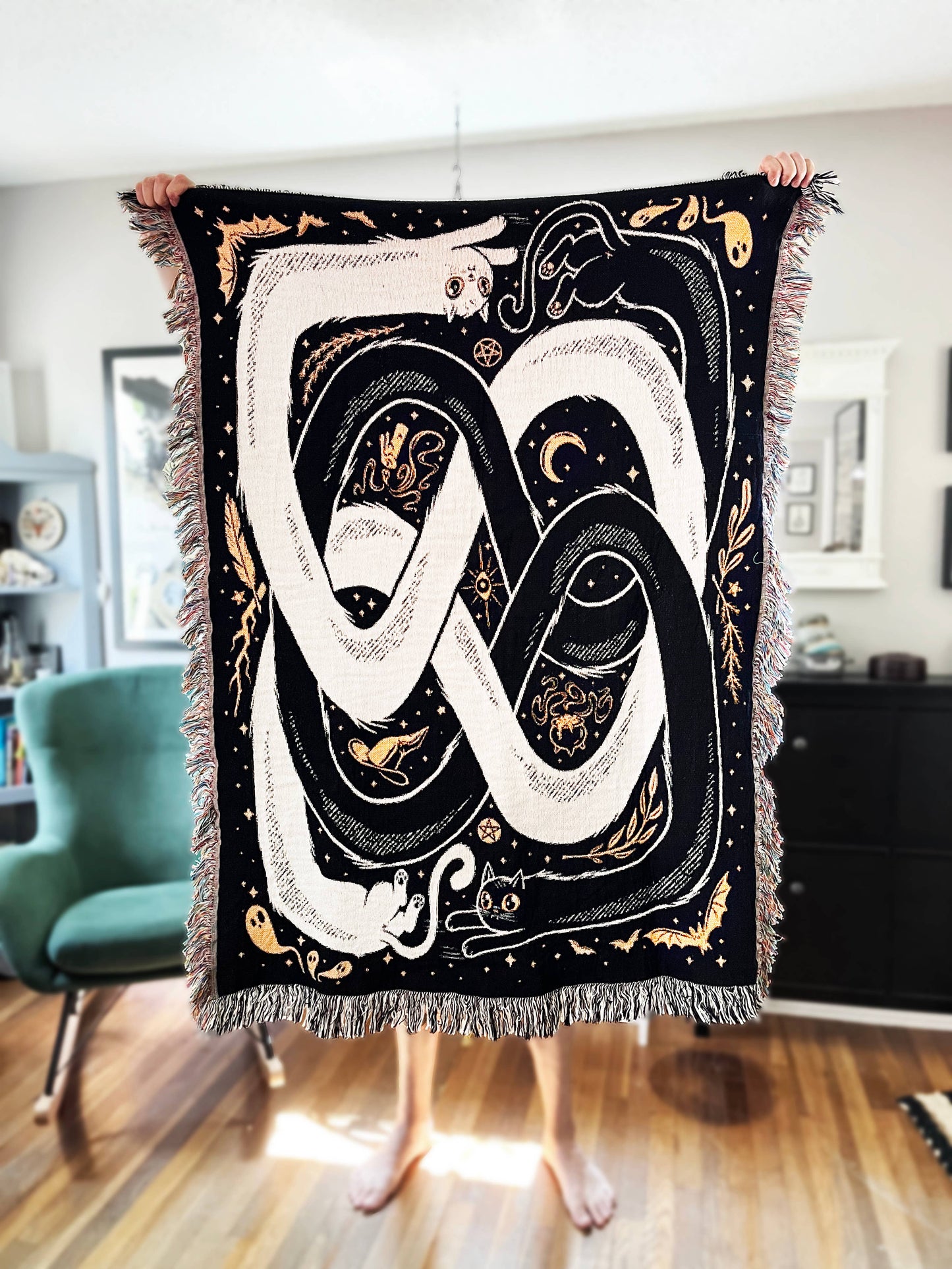 OuroPURRos Woven Throw Blanket | witchy | cats | occult: 60"x80"