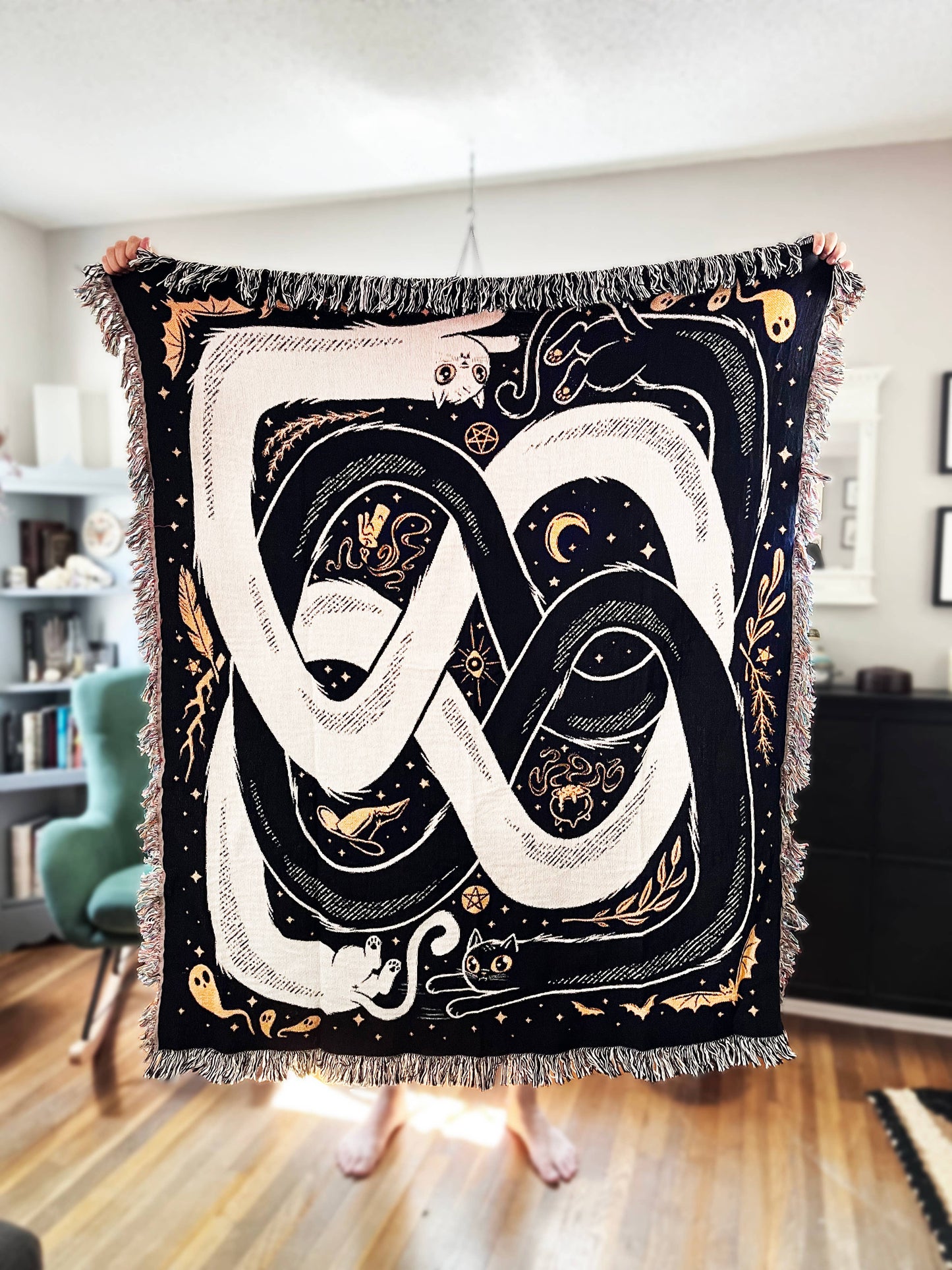 OuroPURRos Woven Throw Blanket | witchy | cats | occult: 60"x80"