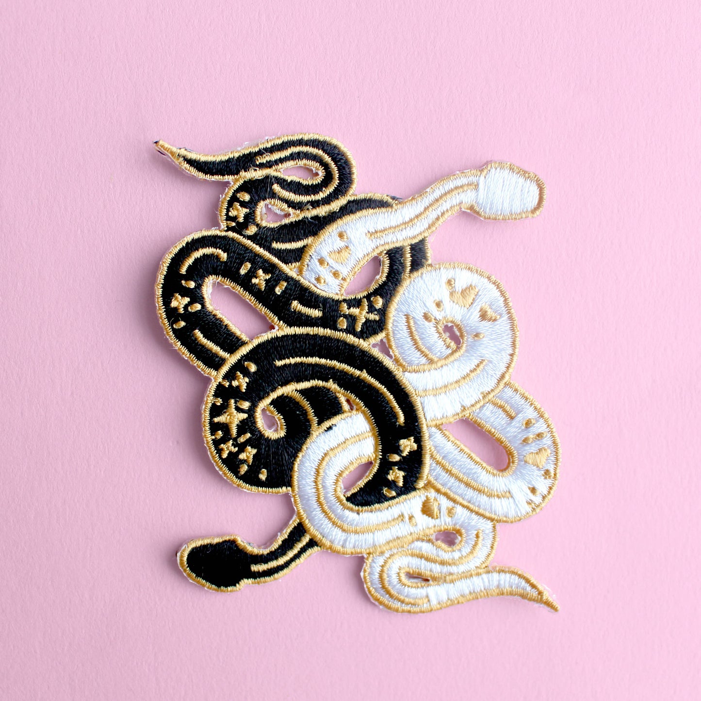 Snakes embroidered iron-on patch