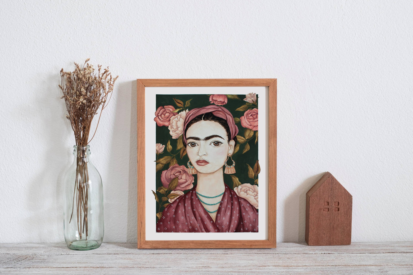 Art Print - Frida and Flowers: 8x10