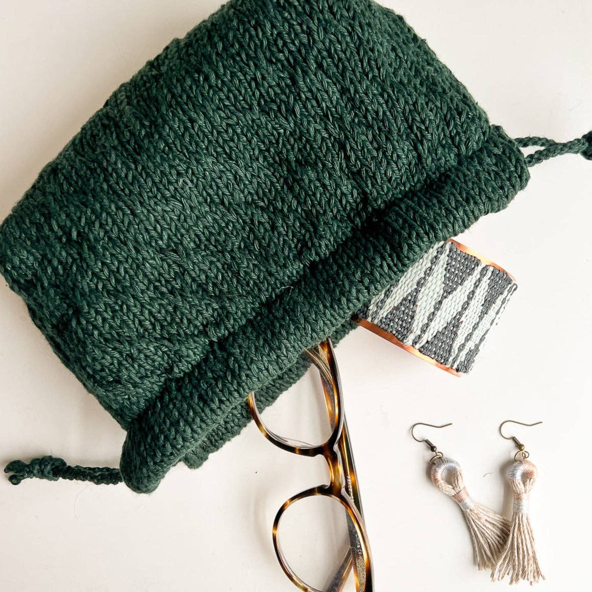 Trellis Stitch Drawstring Bag Kit: Rust / Without Needles