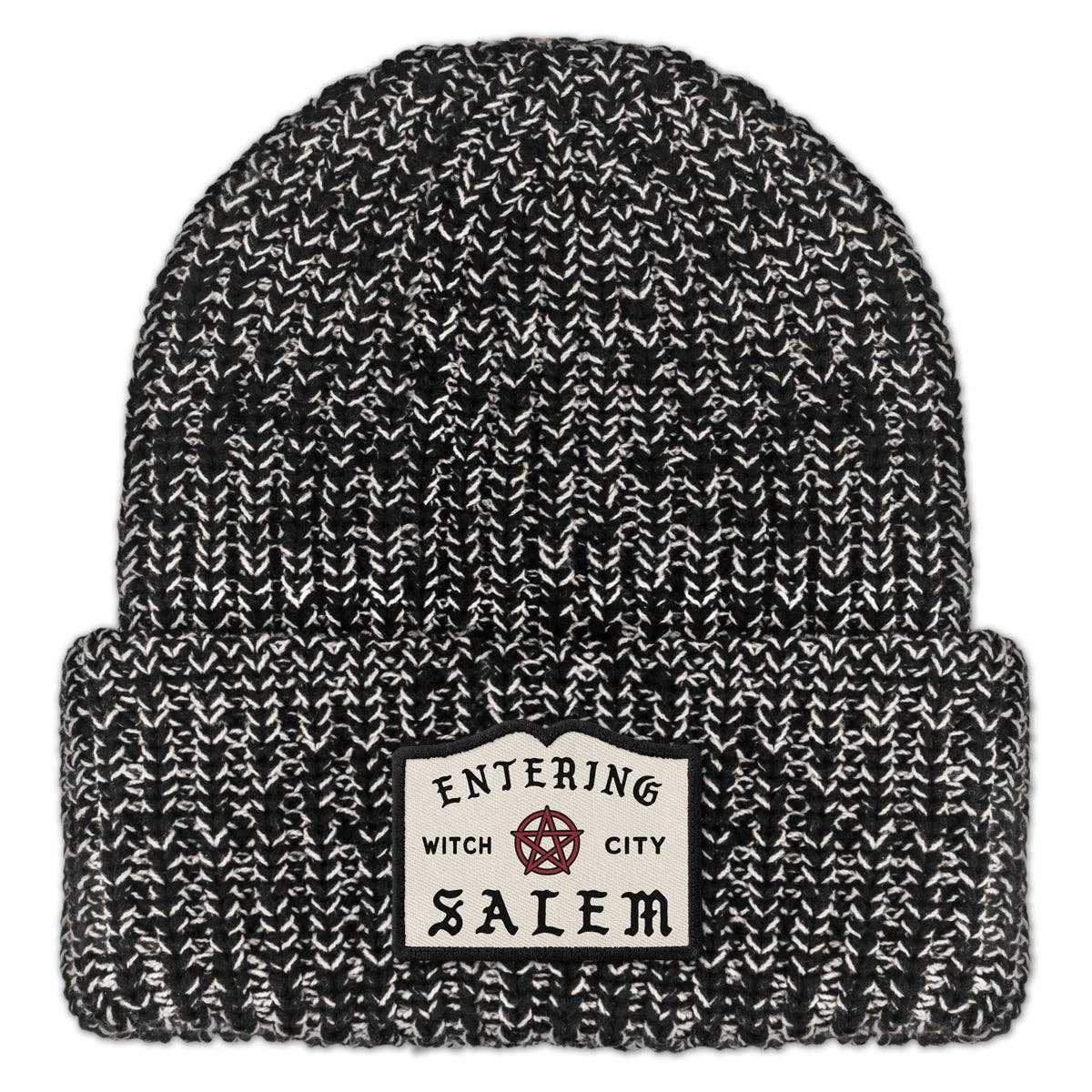 Entering Salem Chunky Chunky Knit Hat in Charcoal (Black and White Marl)