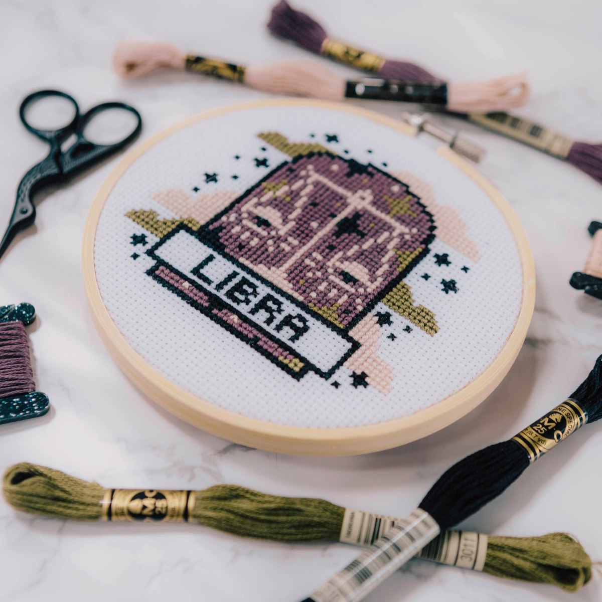 SALE - 'Libra' Zodiac Star Sign Cross Stitch Kit