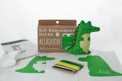 Alligator Embroidery Doll Kit by Kiriki Press