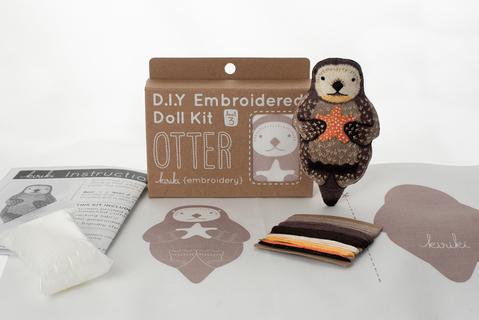 Otter Embroidery Doll Kit by Kiriki Press