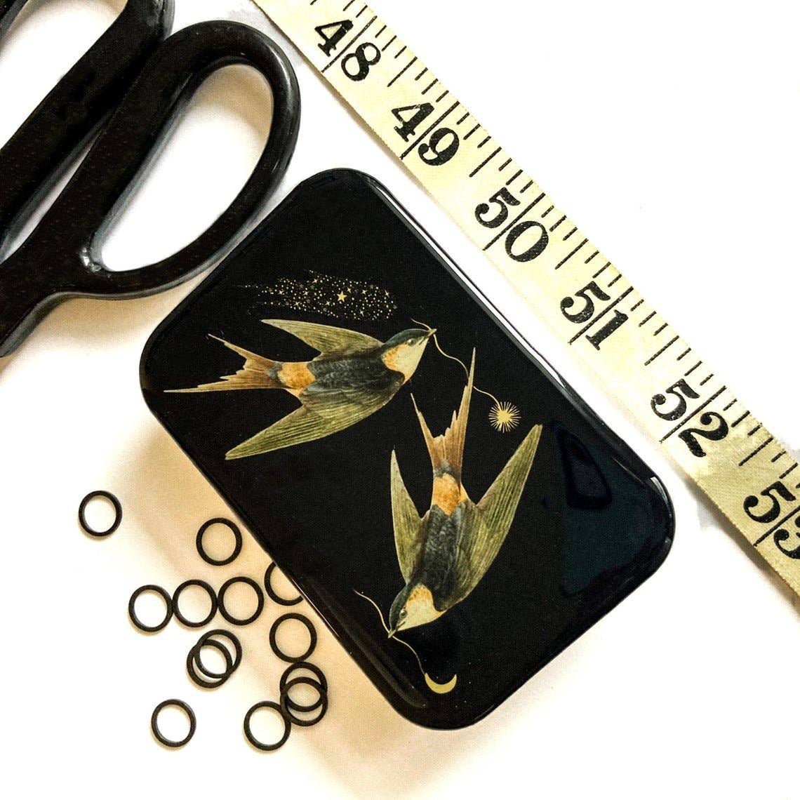 Celestial Swallows Notions Storage Tin
