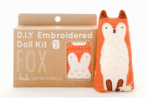 Fox Embroidery Doll Kit by Kiriki Press