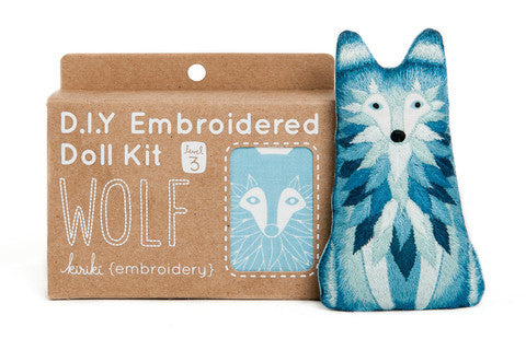 Wolf Embroidery Doll Kit by Kiriki Press