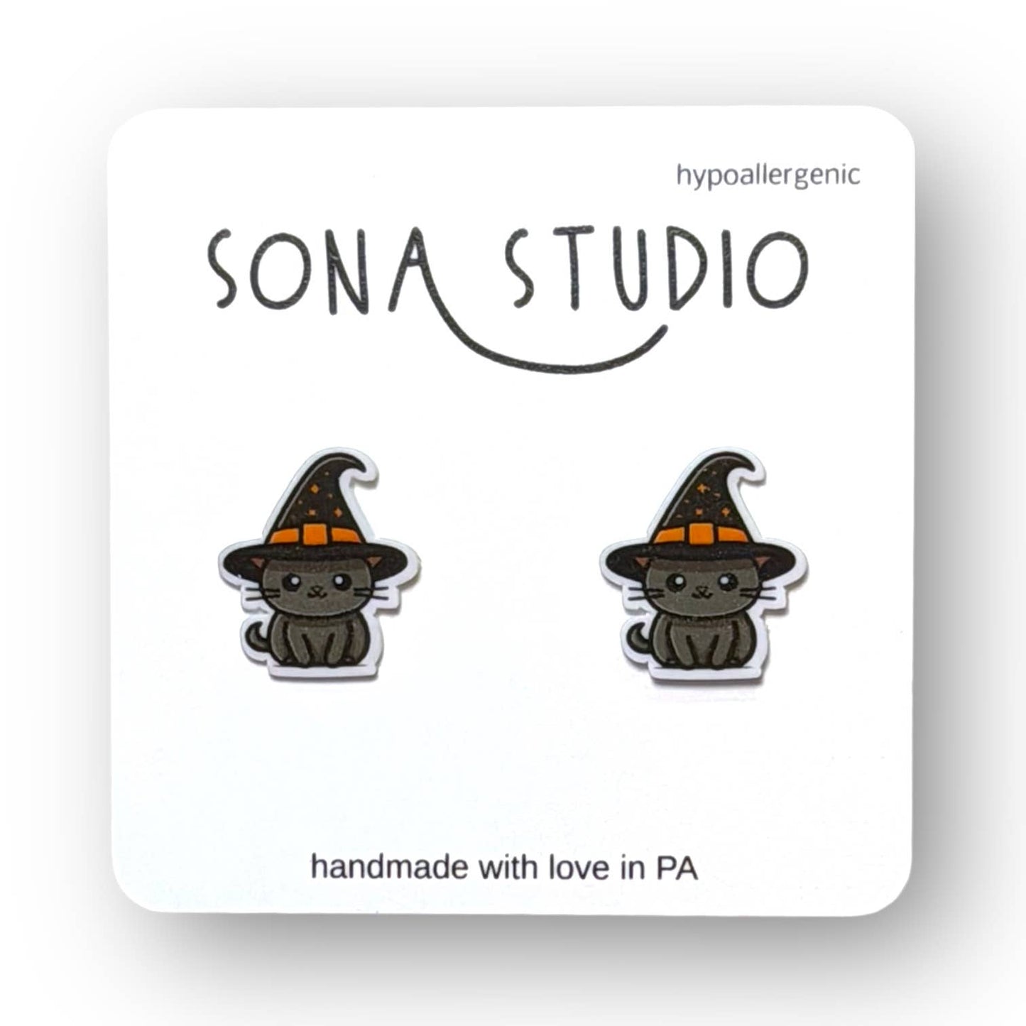 Witchy Black Cat Earrings 