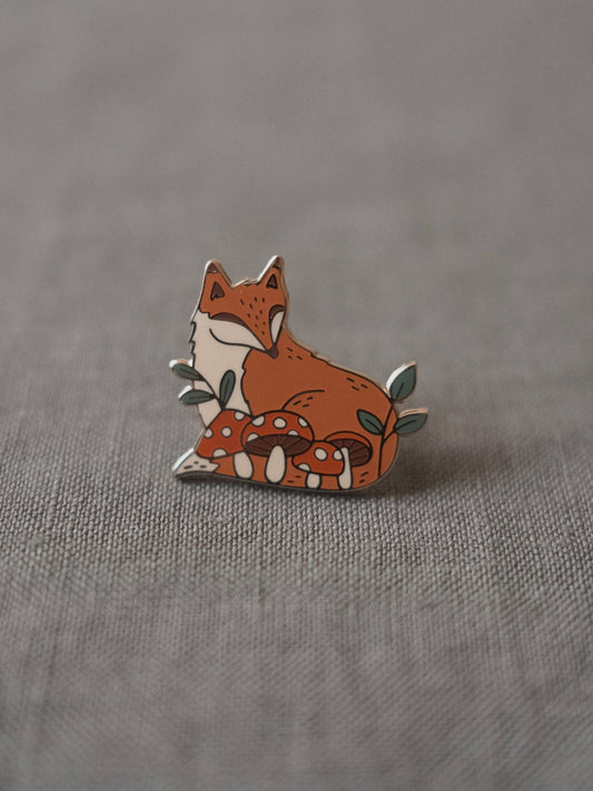 Fox in Forest Enamel Pin (With Locking Clasp)