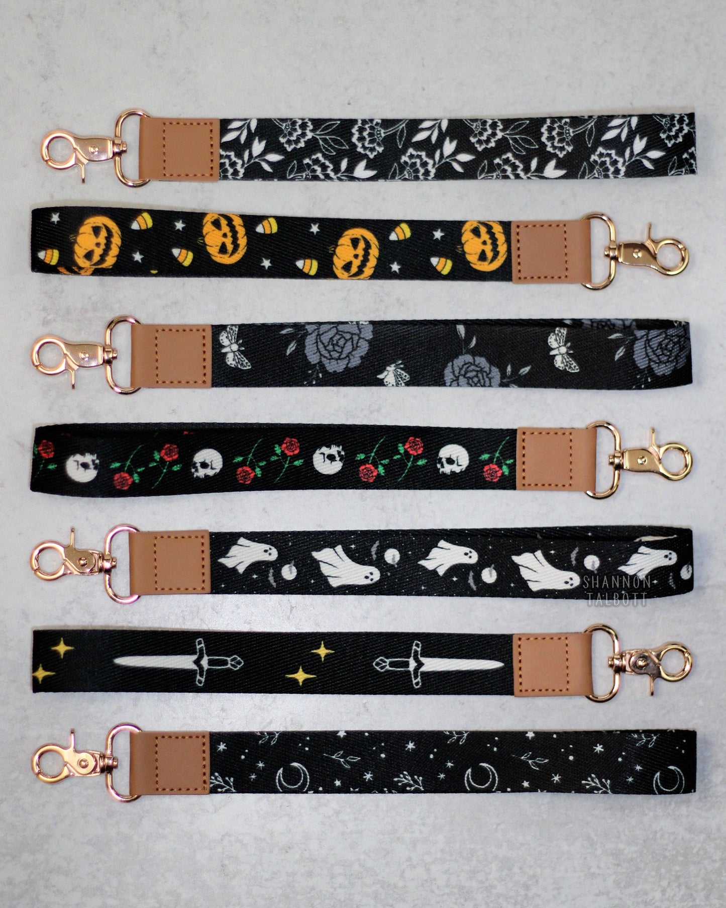 Witchy Crescent Moon and Stars Lanyard Wristlet Keychain