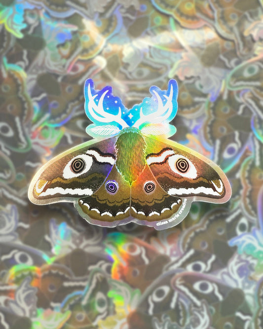 Emperor Moth Holo Sticker | antlers | nature | holographic