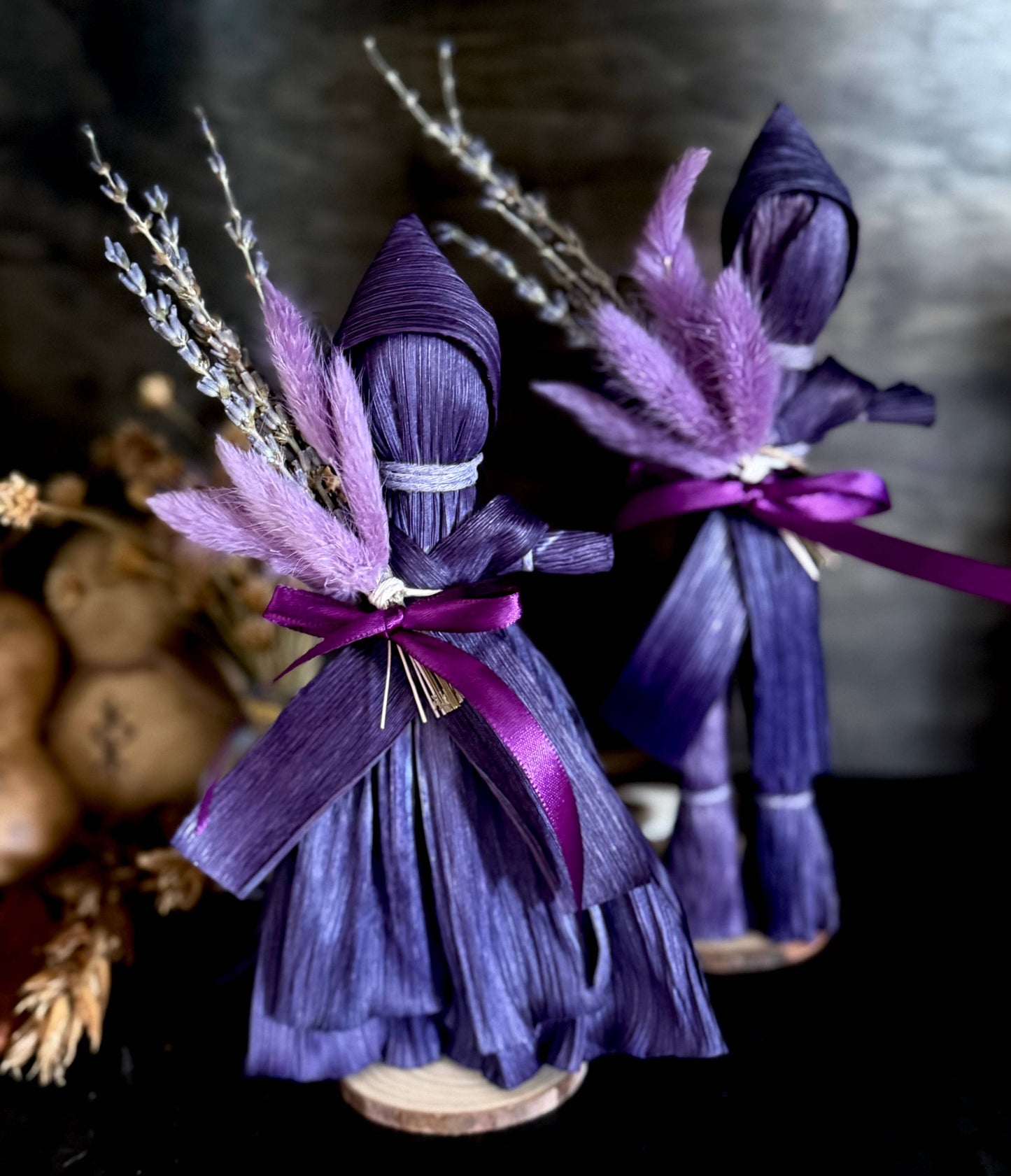 Spring Lavender Corn Husk Poppet / Folk Craft Doll