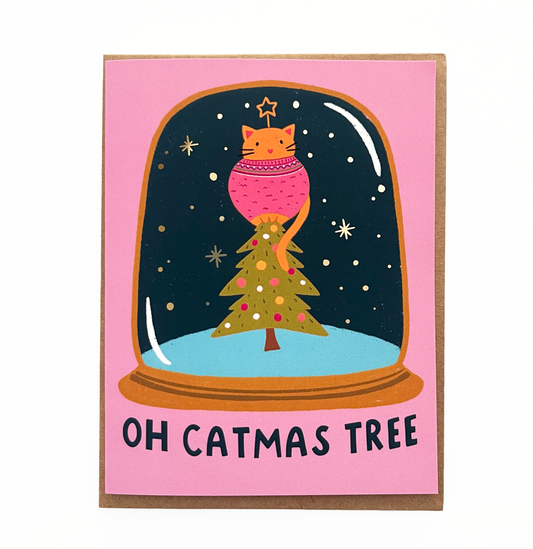 Gold Foil Oh Catmas Tree Card