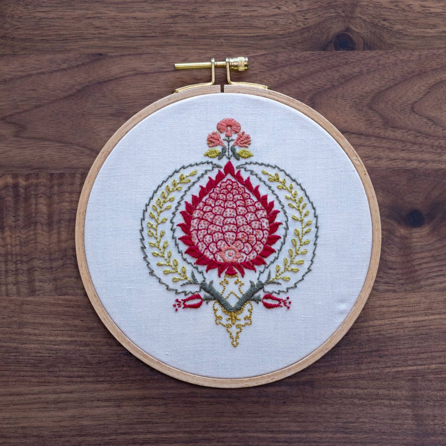 Peloponnesian Pomegranate embroidery hoop kit