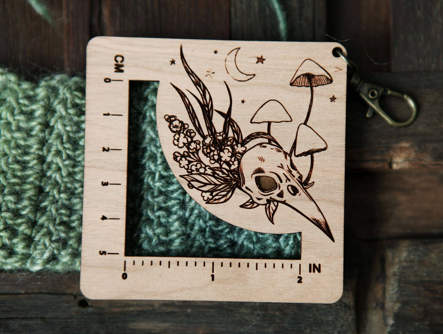 Raven Skull Mushroom Gauge Ruler