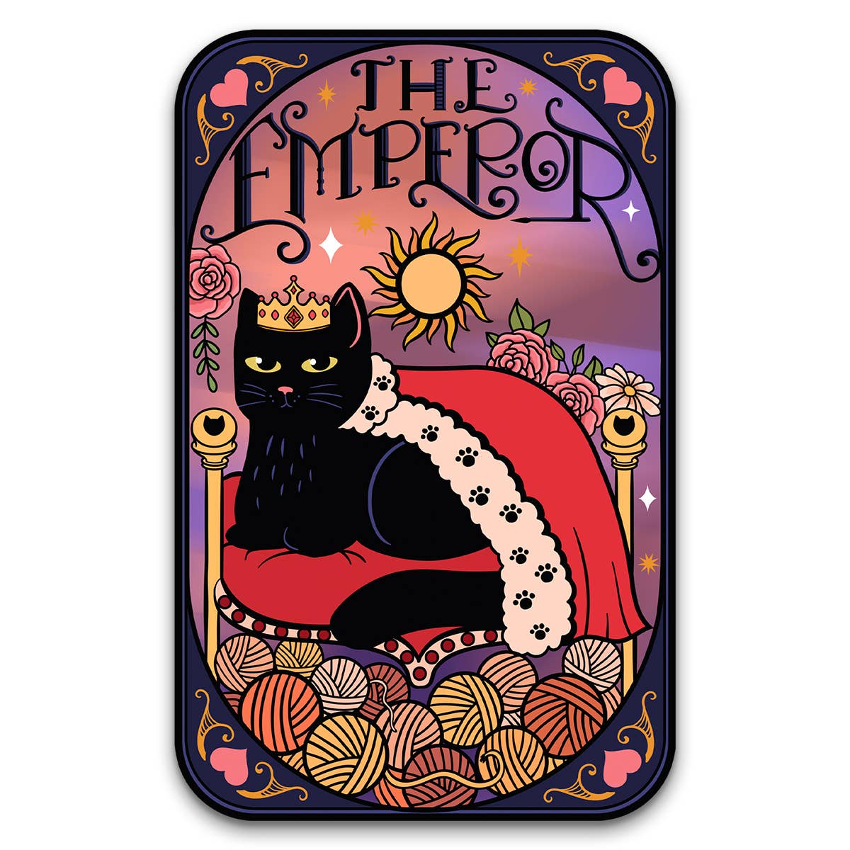 Cat The Emperor Tarot Card Sticker