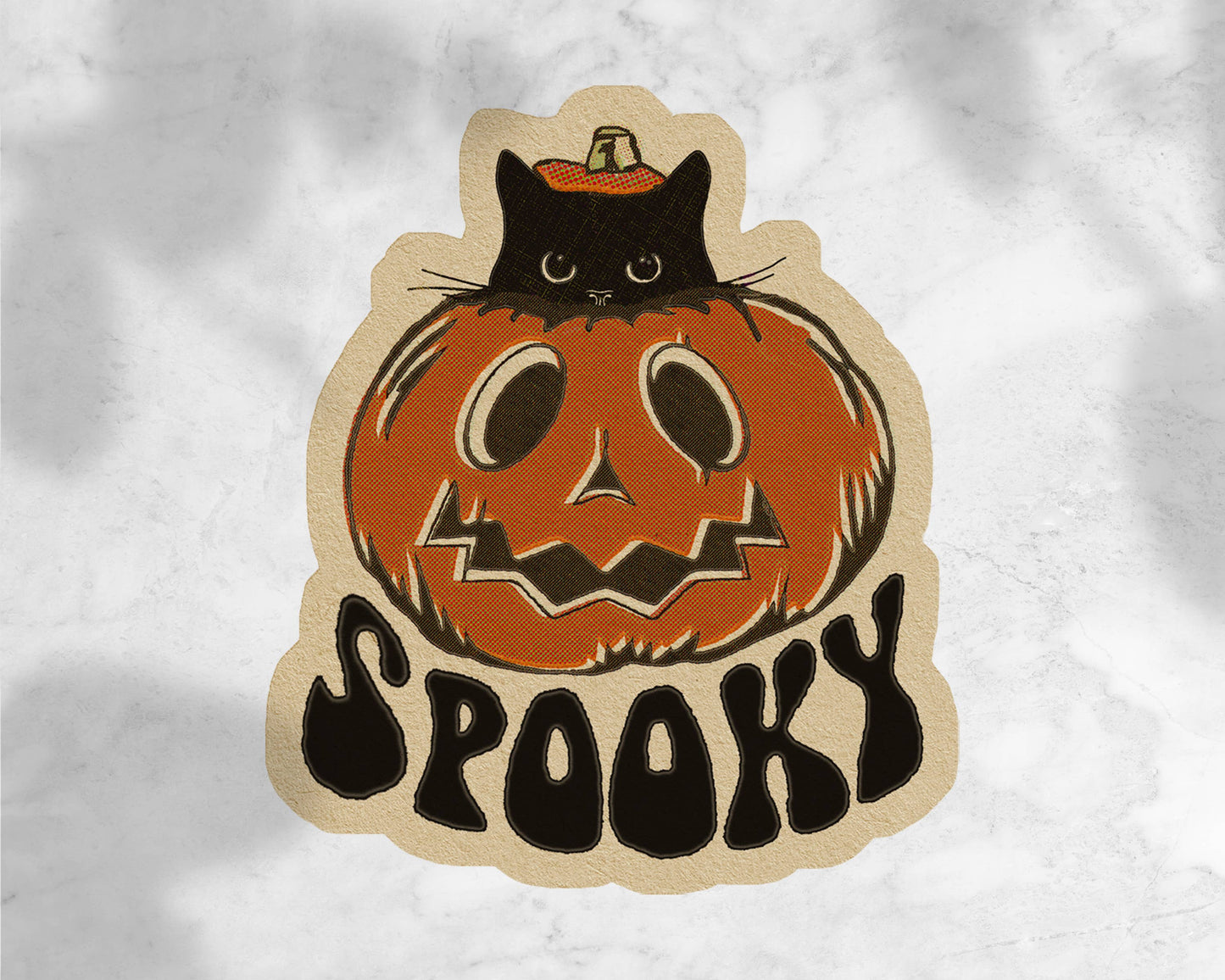 Vintage Inspired Spooky Black Cat Sticker- Halloween Sticker