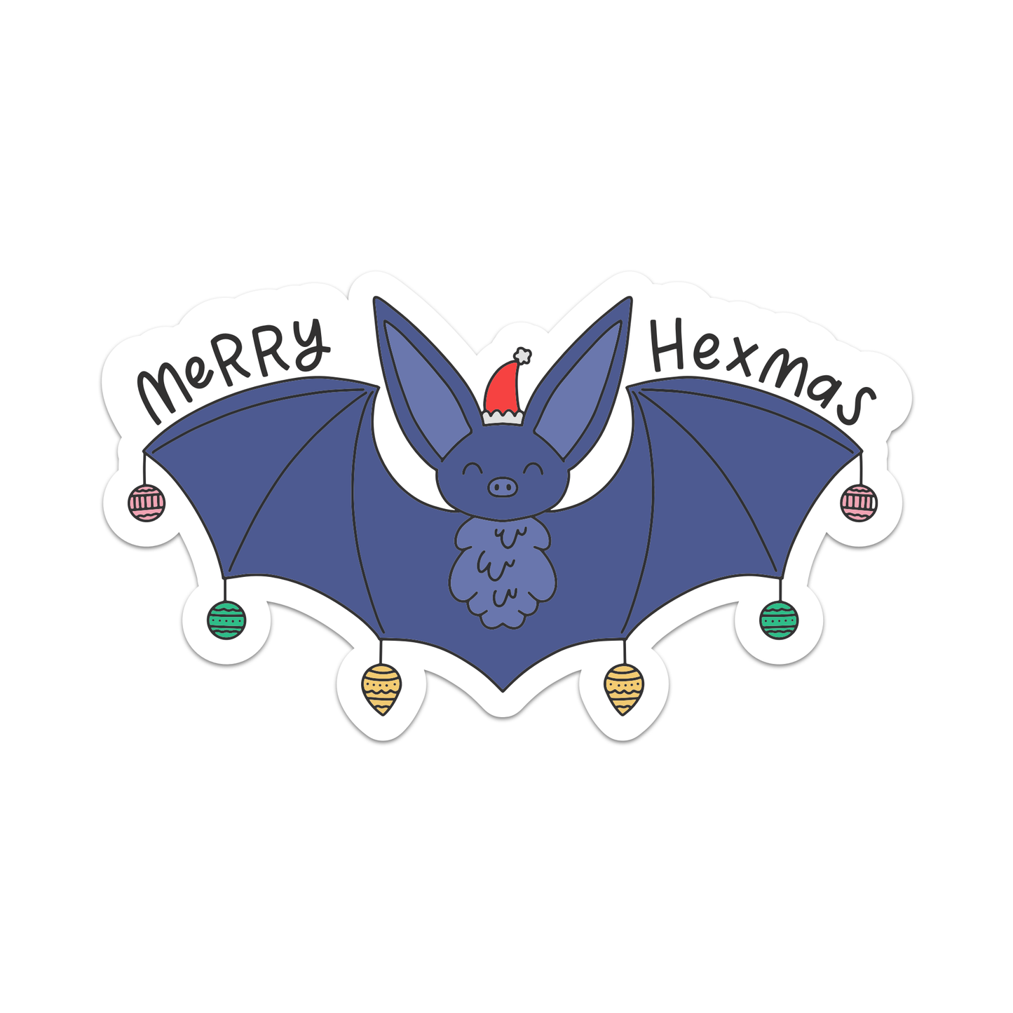Merry Hexmas Bat Vinyl Sticker