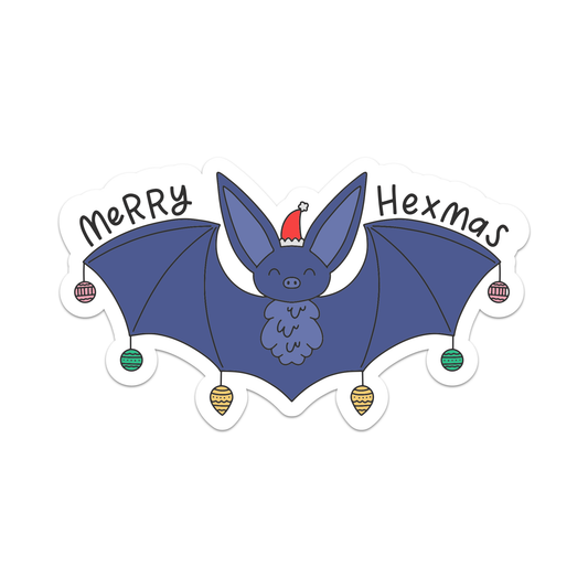 Merry Hexmas Bat Vinyl Sticker