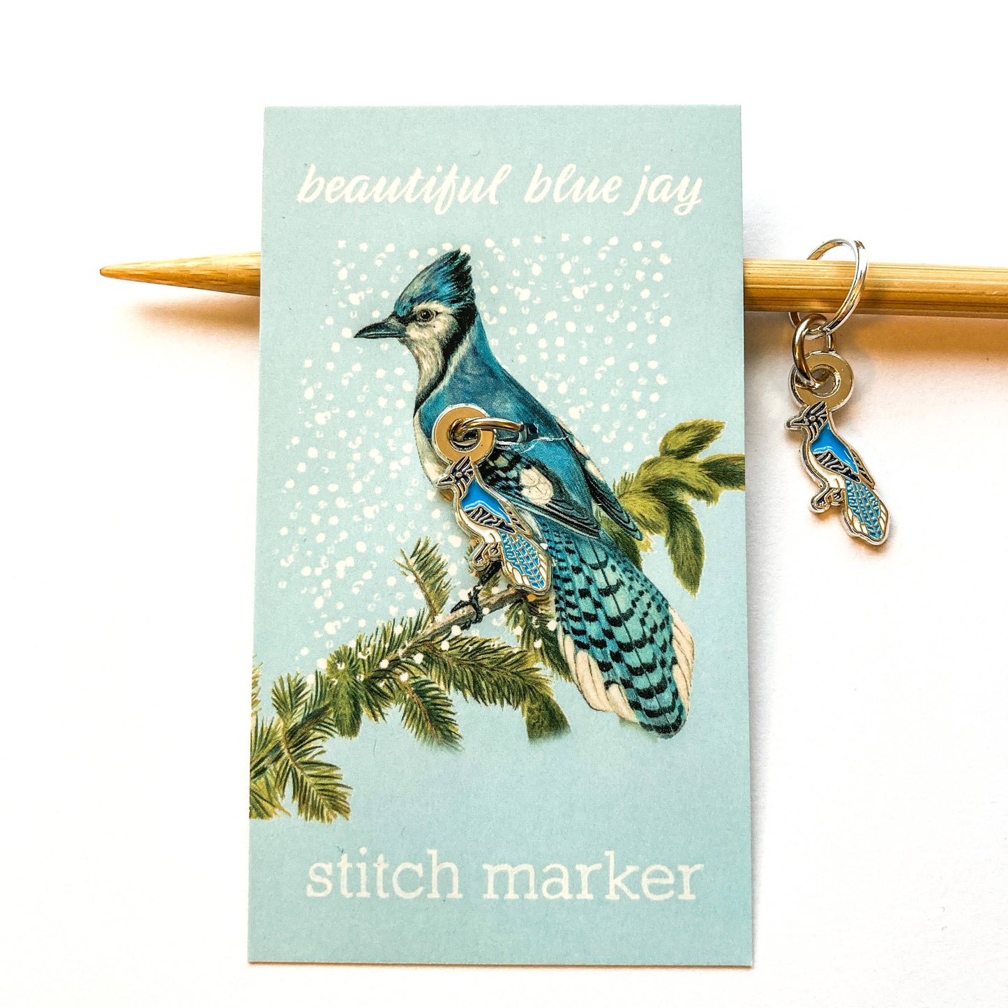 Blue Jay stitch marker or progress keeper: Removable